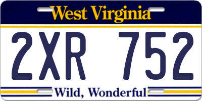 WV license plate 2XR752