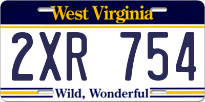 WV license plate 2XR754