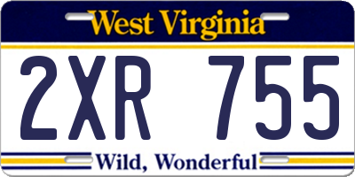 WV license plate 2XR755