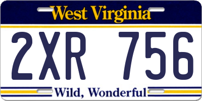 WV license plate 2XR756