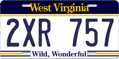 WV license plate 2XR757
