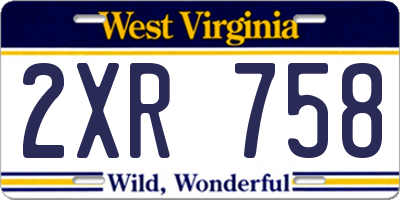 WV license plate 2XR758