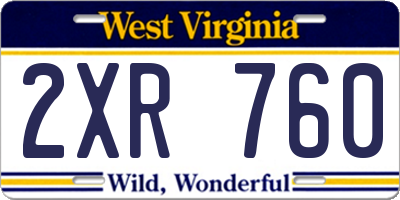 WV license plate 2XR760