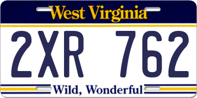 WV license plate 2XR762