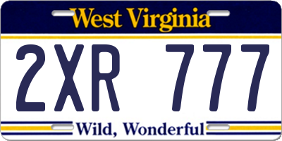 WV license plate 2XR777