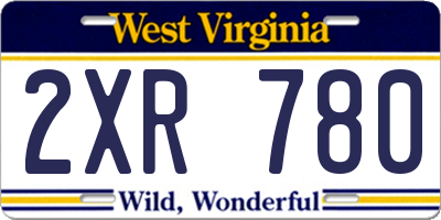 WV license plate 2XR780