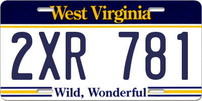 WV license plate 2XR781