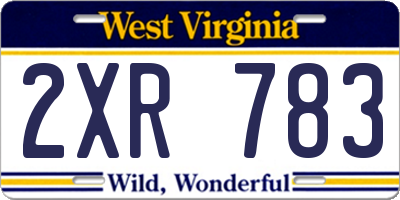 WV license plate 2XR783