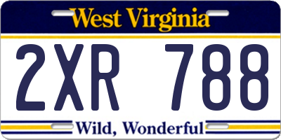 WV license plate 2XR788
