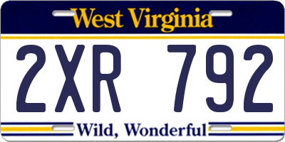 WV license plate 2XR792