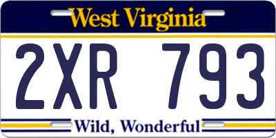 WV license plate 2XR793