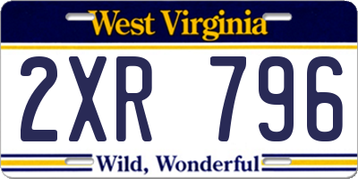 WV license plate 2XR796