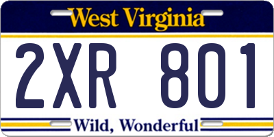 WV license plate 2XR801