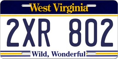 WV license plate 2XR802