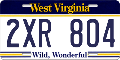 WV license plate 2XR804