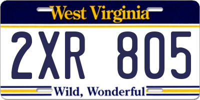 WV license plate 2XR805