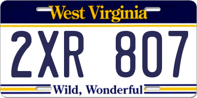 WV license plate 2XR807