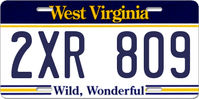 WV license plate 2XR809