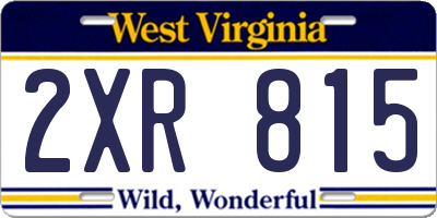 WV license plate 2XR815