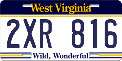 WV license plate 2XR816
