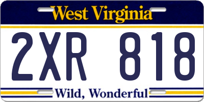WV license plate 2XR818