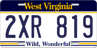 WV license plate 2XR819