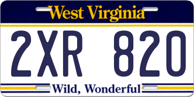 WV license plate 2XR820
