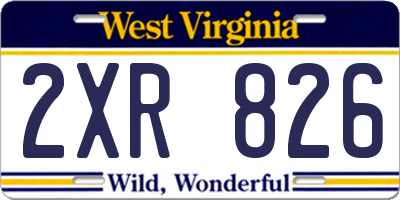 WV license plate 2XR826