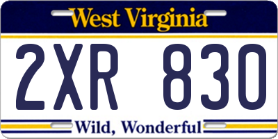 WV license plate 2XR830