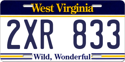 WV license plate 2XR833