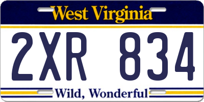 WV license plate 2XR834
