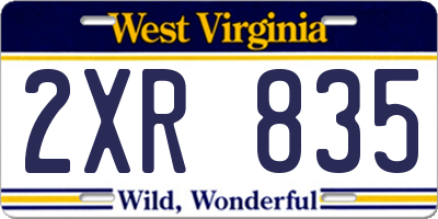 WV license plate 2XR835