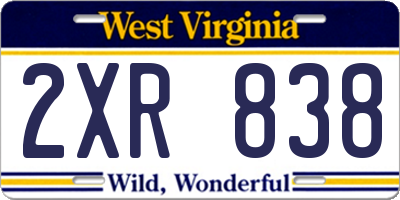 WV license plate 2XR838