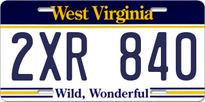 WV license plate 2XR840