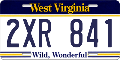 WV license plate 2XR841