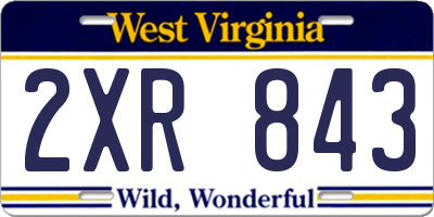 WV license plate 2XR843
