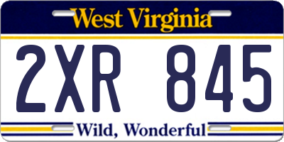 WV license plate 2XR845