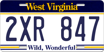 WV license plate 2XR847