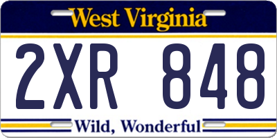 WV license plate 2XR848