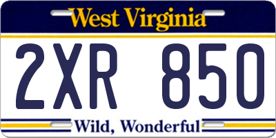 WV license plate 2XR850