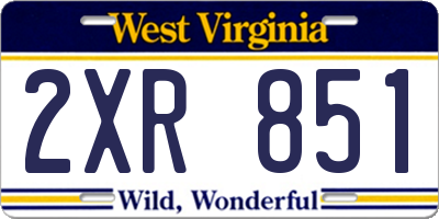 WV license plate 2XR851