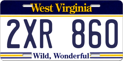 WV license plate 2XR860
