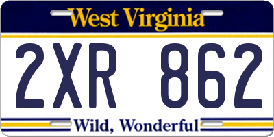 WV license plate 2XR862