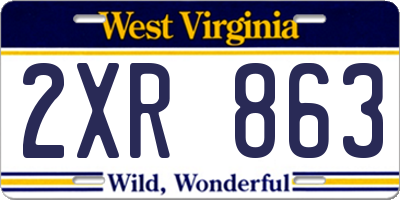 WV license plate 2XR863