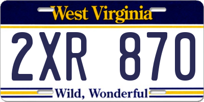 WV license plate 2XR870