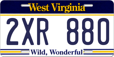 WV license plate 2XR880