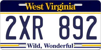 WV license plate 2XR892