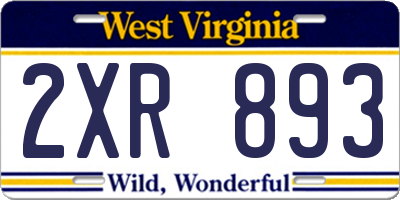 WV license plate 2XR893