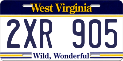WV license plate 2XR905