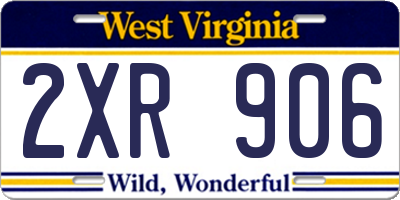 WV license plate 2XR906